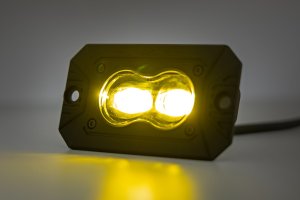 LED Fog Lights - Rough Country - 3x1.75 Inch, Black Series Slim, SAE J583, Flush Mount - Yellow